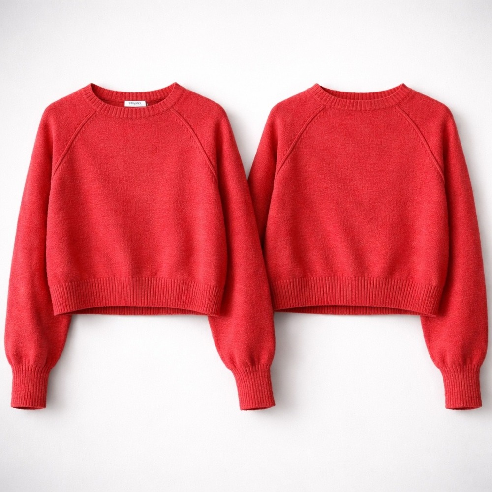 🍁Zenana Womens Red Crewneck Raglan Sleeve Knit Sweater TW-2303Y Size Large